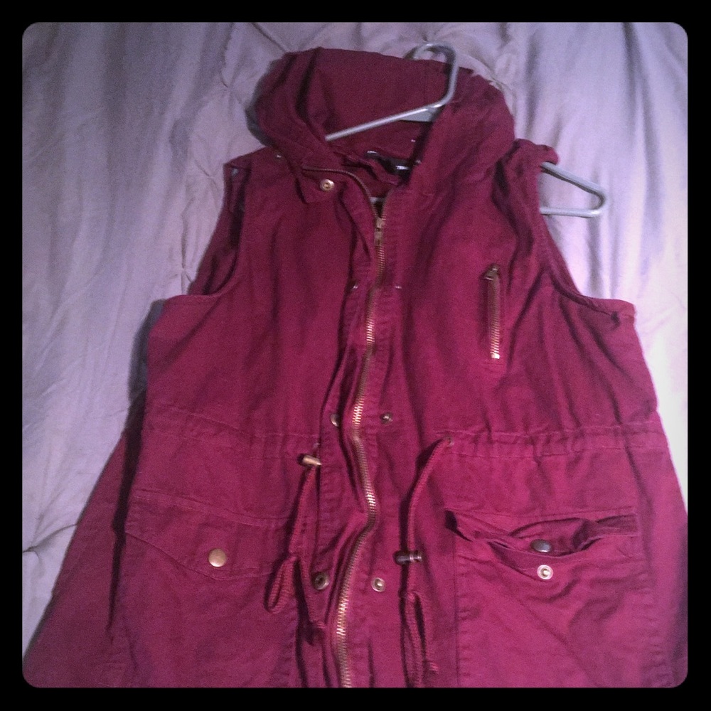 Vest, with hood.